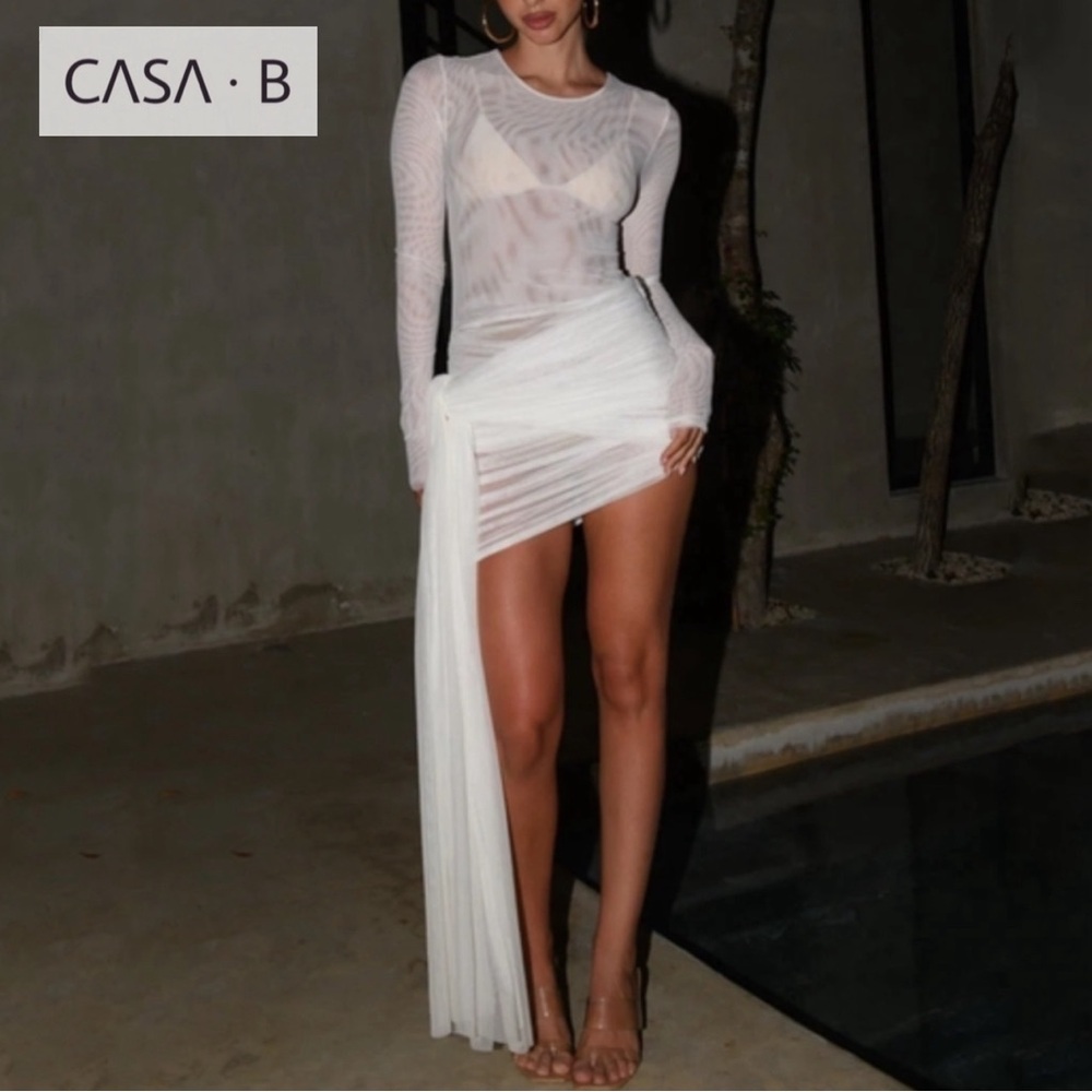 NEW💫 to CASA B|The Solene Dress in White Asymmetrical White Draped Knotted Dress